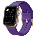 For Apple Watch Series 9, 41-mm Case, Pin Buckle Silicone Watch Strap, Purple | iCoverLover.com.au