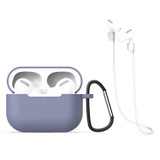 For AirPods Pro 1st Gen, 3in1 Silicone Protective Case, Snap Hook & Anti-Lost Neck Strap, Grey | iCoverLover Australia