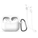 For AirPods Pro 1st Gen, 3in1 Silicone Protective Case, Snap Hook & Anti-Lost Neck Strap, White | iCoverLover Australia