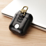 For AirPods 2nd Gen Case, Genuine Leather Protective Cover, Black, Snap Hook | iCoverLover Australia