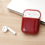 For AirPods 1st Gen Case, Genuine Leather Protective Cover, Oil Wax Pattern Red | iCoverLover Australia