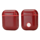 For AirPods 1st Gen Case, Genuine Leather Protective Cover, Oil Wax Pattern Red | iCoverLover Australia