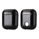 For AirPods 1st Gen Case, Genuine Leather Protective Cover, Oil Wax Pattern Black | iCoverLover Australia