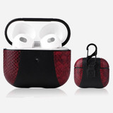 For AirPods 3 Case, PU Leather Snakeskin Texture, Protective Cover, Wine Red | iCoverLover AU