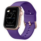 For Apple Watch Series 9, 45-mm Case, Pin Buckle Silicone Watch Strap, Purple | iCoverLover.com.au