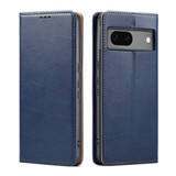 Google Pixel 8a Leather Flip Wallet Folio Case - Blue | Premium Protection & Style