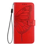 For Google Pixel 8a Case, Butterfly Embossed Folio PU Leather Wallet Cover, Red | iCoverLover.com.au