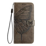 For Google Pixel 8a Case, Butterfly Embossed Folio PU Leather Wallet Cover, Grey | iCoverLover.com.au