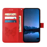 For Google Pixel 8a Case, Butterfly Embossed Folio PU Leather Wallet Cover, Red | iCoverLover.com.au