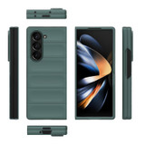 For Samsung Galaxy Z Fold6 Case - Wavy Shield, Durable TPU + Flannel Protective Cover, Dark Green | iCoverLover.com.au