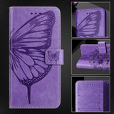 For Google Pixel 9 Pro XL Case, Butterfly Emboss PU Leather Wallet Cover, Purple | iCoverLover.com.au