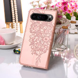 For Google Pixel 9 Pro 5G Case, Butterfly Emboss PU Leather Wallet Cover, Rose Gold | iCoverLover.com.au