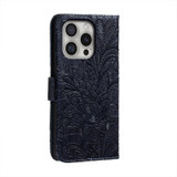 For iPhone 16 Pro Case, Floral Lace Pattern PU Leather Wallet Cover, Dark Blue | iCoverLover.com.au