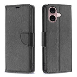 For iPhone 16 Case, Lychee Texture Folio PU Leather Wallet Cover, Black | iCoverLover.com.au