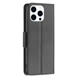 For iPhone 16 Pro Case, Lychee Texture Folio PU Leather Wallet Cover, Black | iCoverLover.com.au