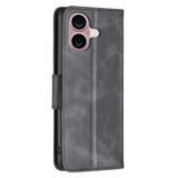 For iPhone 16 Case, Lambskin Texture PU Leather Folio Wallet Cover, Black | iCoverLover.com.au