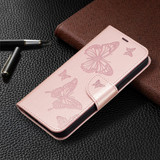 For iPhone 16 Case, Butterfly Emboss Folio PU Leather Wallet Cover, Rose Gold | iCoverLover.com.au