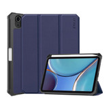 For iPad mini 7 Case,Karst Texture Folio PU+TPU PU Leather Case, 3-fold Holder & Sleep / Wake-up Function & Pen Holder, Dark Blue | iPad mini Cases | iCoverLover.com.au