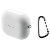 For Samsung Galaxy Buds 3 Pro Case, Protective Silicone Cover, Carabiner Hook, White | iCoverLover.com.au