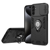 For Samsung Galaxy A56 5G Case - Camera Shield, Shock-Resistant PC + TPU Armor Cover with Rotating Ring Bracket, Black | iCoverLover.com.au