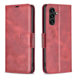 For Samsung Galaxy A56 5G Case - Lambskin Texture, Folio PU Leather Wallet Cover with Card Slots, Lanyard, Red | iCoverLover.com.au