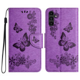 For Samsung Galaxy A36 5G Case - Embossed Butterflies, Folio Wallet PU Leather Cover, Stand, Purple | iCoverLover.com.au