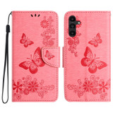 For Samsung Galaxy A36 5G Case - Embossed Butterflies, Folio Wallet PU Leather Cover, Stand, Pink | iCoverLover.com.au