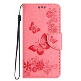 For Samsung Galaxy A36 5G Case - Embossed Butterflies, Folio Wallet PU Leather Cover, Stand, Pink | iCoverLover.com.au