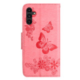 For Samsung Galaxy A36 5G Case - Embossed Butterflies, Folio Wallet PU Leather Cover, Stand, Pink | iCoverLover.com.au