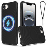 For iPhone 16e Compatible with MagSafe Case – Wave Texture, Soft Silicone Grip & Full Protection, Black | iCoverLover.com.au