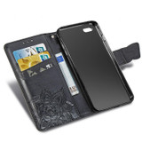 For iPhone 16e Folio PU Leather Case – Butterfly & Flower Embossed Design for Stylish Protection, Black | iCoverLover.com.au