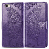 For iPhone 16e Folio PU Leather Case – Butterfly & Flower Embossed Design for Stylish Protection, Purple | iCoverLover.com.au
