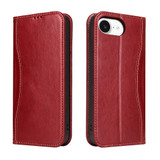 iPhone 16e Fierre Shann Cowhide Leather Wallet Case – Red | Elegant & Protective