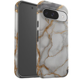 For Google Pixel 9 Case Tough Protective Cover, Gold White Marble Engrave | Protective Covers | iCoverLover Australia