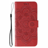 For Samsung Galaxy S25+ Plus Sunny Mandala PU Leather Case - Card Slots & Stand Cover, Red | iCoverLover.com.au