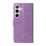 For Samsung Galaxy S25+ PU Leather Case - Embossed Butterfly & Flower Design, Card Holder & Stand, Purple | iCoverLover.com.au