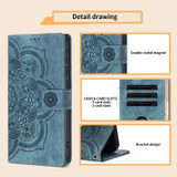 For Samsung Galaxy S25 Ultra PU Leather Case - Embossed Mandala, Card Holder & Stand, Blue | iCoverLover.com.au