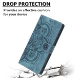 For Samsung Galaxy S25 Ultra PU Leather Case - Embossed Mandala, Card Holder & Stand, Blue | iCoverLover.com.au