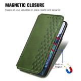 For Samsung Galaxy S21 Ultra Case, Cubic Grid Folio Magnetic PU Leather Cover Wallet, Kickstand, Green | iCoverLover.com.au | Phone Cases