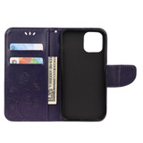 For iPhone 12 Pro Max Butterfly Flower Pattern Folio PU Leather Case,Holder, Card Slots, Wallet, Deep Purple | iCoverLover Australia