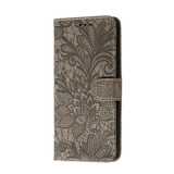 For iPhone 12 Pro Max Lace Flower Folio PU Leather Case,Holder, Card Slots, Wallet, Photo Frame, Grey | iCoverLover Australia