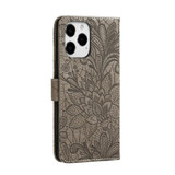 For iPhone 12 Pro Max Lace Flower Folio PU Leather Case,Holder, Card Slots, Wallet, Photo Frame, Grey | iCoverLover Australia