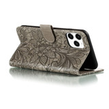 For iPhone 12 Pro Max Lace Flower Folio PU Leather Case,Holder, Card Slots, Wallet, Photo Frame, Grey | iCoverLover Australia