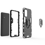 For Samsung Galaxy A32 4G Plastic Shockproof Protective Case, Magnetic Ring Holder, Black | iCoverLover.com.au | Samsung Galaxy A Cases