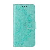 For Google Pixel 10 Artisan Wallet Case, Embossed Floral PU Leather with Secure Lanyard & Stand, Green | iCoverLover.com.au