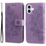 For iPhone 17 Wallet Case - Protective Embossed Floral PU Leather Cover, Light Purple | iCoverLover.com.au