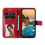 For iPhone 17 Wallet Case - Protective Embossed Floral PU Leather Cover, Red | iCoverLover.com.au