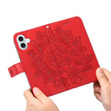 For iPhone 17 Wallet Case - Protective Embossed Floral PU Leather Cover, Red | iCoverLover.com.au