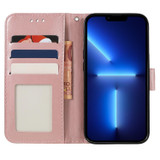 For iPhone 17 Pro Max Wallet Case - Elegant Lace Flower PU Leather Folio Cover, Rose Gold | iCoverLover.com.au