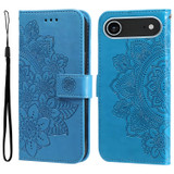 For iPhone Air Wallet Case - Protective Embossed Floral PU Leather Cover, Blue | iCoverLover.com.au